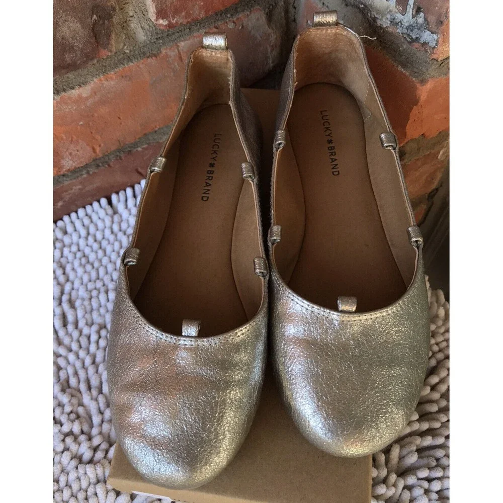 Lucky Brand girls ballet metallic silver 4 M youth big girls shoes